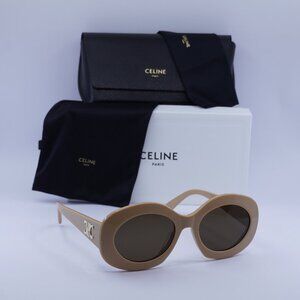 Celine CL40292U 57E Oval Sunglasses – Shiny Beige/Brown